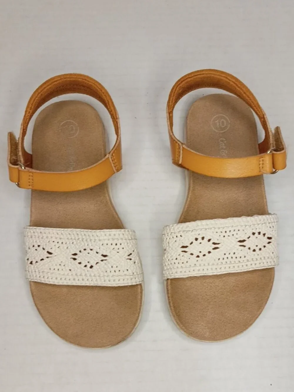 Cat & Jack Blair Cream Woven Footbed Sandals Girls Size 10